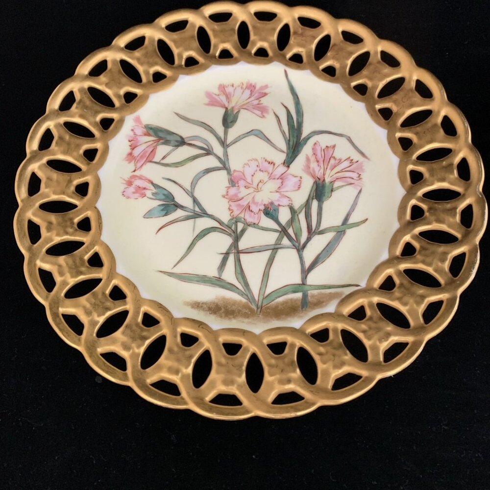 2 Antique Carl Tielsch Reticulated Porcelain Plates Altwasser Silesia 8.5" - Picture 2 of 10